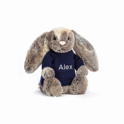 Jellycat Bashful Cottontail Konijn with Navy Jumper | NX4302869